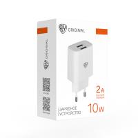 Сетевое зарядное устройство BY Double 10Вт, 2xUSB, 2А, 5В,110-240В, 50-60Гц, пластик белый