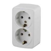 Розетка Intro Polo/Quadro двойная с заземлением 2х2P+E Schuko 16А-250В IP20 ОУ белый