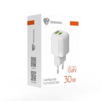 Сетевое зарядное устройство BY MINI 30Вт GaN,USB-C, USB-A, QC,PD,PPS,110-240В,50-60Гц,пластик,белый