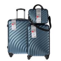 Комплект из 3 чемоданов S+М+бьюти-кейс, ABS пластик, 67х43х26 см, синий