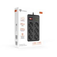 Удлинитель, сетевой фильтр 6 гнезд 3м BY Black, 3*USB, 1*type-C,выкл., 2500Вт,чёрный