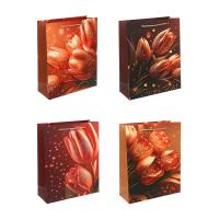 Пакет подарочный бумажный тм LADECOR L 26x32x10 см, "Цветы" арт 2, 4 диз.