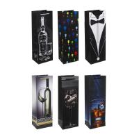 Пакет подарочный бумажный тм LADECOR, 12x9x35 см, для бутылок арт 1, 6 дизайнов