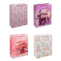 Пакет подарочный бумажный тм LADECOR, L 26x32x10 см, "Цветы" арт 2, 4 дизайна