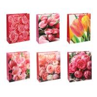 Пакет подарочный бумажный тм LADECOR, L 26x32x10 см, "Цветы" арт 1, 6 дизайнов