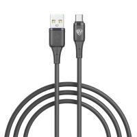 Кабель для зарядки USB(A)-Type C BY Twist, 36Вт, 1 м, 3A, гибкий силикон, чёрный