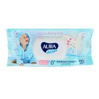 Влажные салфетки детские AURA ULTRA COMFORT с экстрактом алоэ и витамином Е, с крышкой, 120 шт