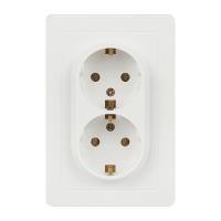 Розетка Intro Style двойная с заземлением 2X2P+E Schuko 16А-250В IP20 СУ белый