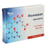 БАД Фолиевая кислота с витаминами В6 и В12, 50табл по 100мг
