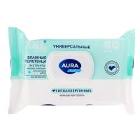 Влажные полотенца универсальные AURA Family, 60шт