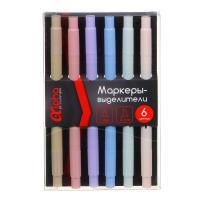Набор маркеров-выделителей ClipStudio Альфа 6 пастельных цветов, 2-стор., круглый 1мм/скошенный 3мм