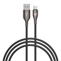 Кабель для зарядки USB(A)-microUSB BY Керамика, 1м, 3А, быстр зар QC3.0, тканевая оплётка, черный