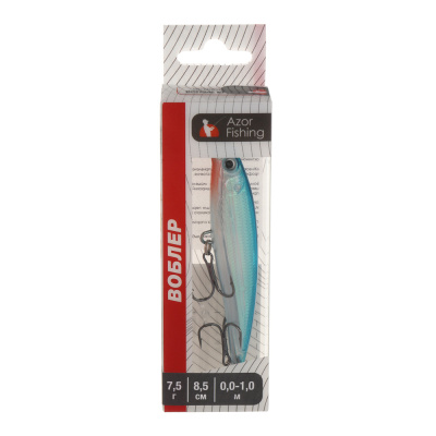 Воблер "Икс Минноу" тм AZOR FISHING, SS, 7,5гр, 85мм, 0,0-1,0м, 5 цветов