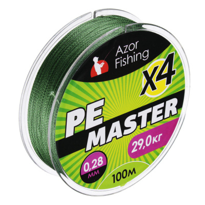Леска плетеная "PE Мастер" тм AZOR FISHING, 100м, 0,28мм, 29,0кг, зеленая