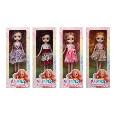 Кукла 25 см в летнем платье, PP, PVC, тм ИГРОЛЕНД
