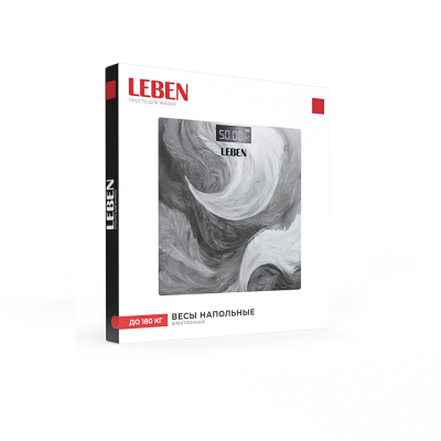 LEBEN Весы напольные электронные "Grey", ЖК-дисплей, макс. нагр.до 180кг
