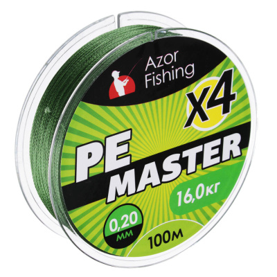 Леска плетеная "PE Мастер" тм AZOR FISHING, 100м, 0,20мм, 16,0кг, зеленая