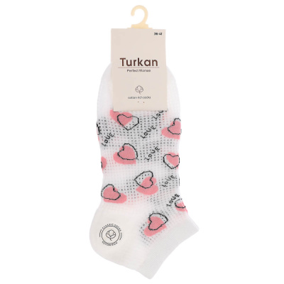Носки женские короткие с рисунком, тм Turkan, р. 36-41, 90%хлопок,8% п/а, 2%лайкра,разноцветные,6460