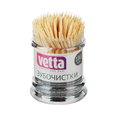 Зубочистки тм VETTA, бамбук, акриловая упаковка, 180шт