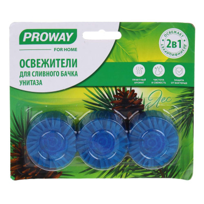 PROWAY Освежитель таблетка для сливного бачка унитаза "Лес" 32гр. 3шт, (ПАВ), блистер
