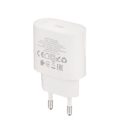 Сетевое зарядное устройство hoco. модель C109A, USB-С PD 20W, цвет: белый