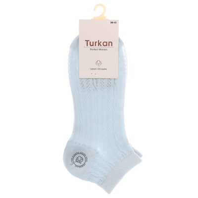 Носки женские короткие, тм Turkan, р. 36-41, 90%хлопок, 8% п/а, 2%лайкра,цвета в ас-те, MY7209