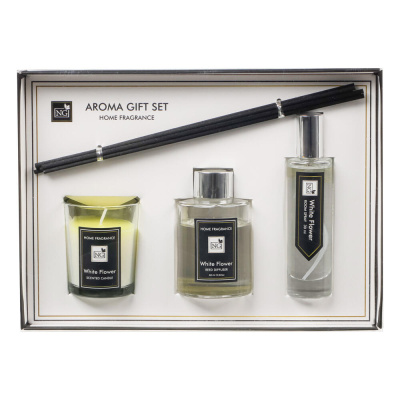 NEW GALAXY Набор Home ароматизатор-диффузор, спрей и свеча, 60, 30мл 50г wood sage,white flower,pear