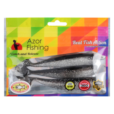 Приманка мягкая "Виброхвост 4.5" тм AZOR FISHING, силикон Премиум, 110 мм, 3 шт. в уп., микс цветов