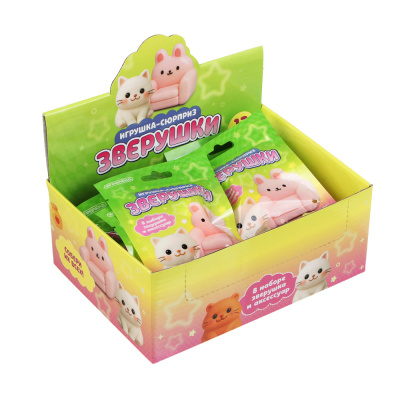 Игрушка сюрприз "Зверушки" с аксессуаром, ИГРОЛЕНД, полистоун, 9х12 см, 10-12 видов
