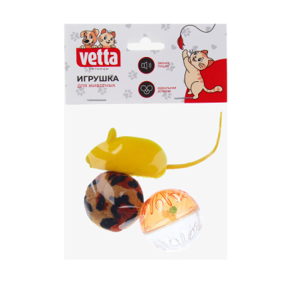 VETTA Игрушка для домашних животных, 3 игрушки, пластмасса, ПЭ,