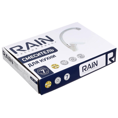 RAIN Смеситель для кухни Оникс, высокий излив, картридж 35мм, гайка, латунь, хром