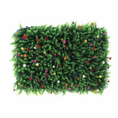 Изгородь искусственная тм INBLOOM, 60x40см, "Самшит с цветами", полипропилен