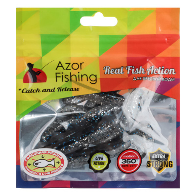 Приманка мягкая "Виброхвост оффсет 2.8" тм AZOR FISHING,силикон Премиум,70 мм,8 шт. в уп,микс цветов