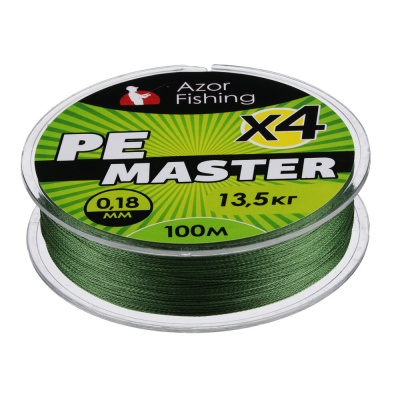 Леска плетеная "PE Мастер" тм AZOR FISHING, 100м, 0,18мм, 13,5кг, зеленая
