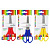 Ножницы школьные ClipStudio 13см с линейкой, пластиковые ручки, 3 цвета, на карточке с подвесом