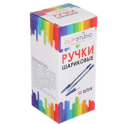 Ручка шариковая Clipstudio синяя, наконечник 0,7 мм, прозрачный корпус