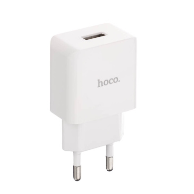 Сетевое зарядное устройство с кабелем hoco. модель C106A, USB-A 10.5Вт, каб Type-C 1м, цвет: белый