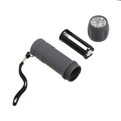Фонарь ручной тм ЕРМАК, мини, прорезиненное покрытие, 9 LED, 1 режим, 3хААА
