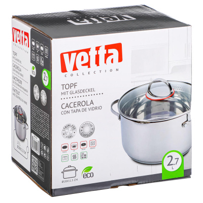 VETTA Бирмингем Кастрюля 18х11,5см, 2,7л, со стекл. крышкой, индукция