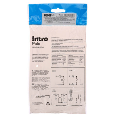 Розетка Intro Polo/Quadro двойная с заземлением 2х2P+E Schuko 16А-250В IP20 ОУ белый