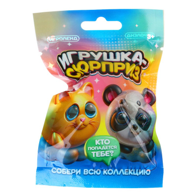 ИГРОЛЕНД Игрушка-сюрприз «Животные с блестящими глазками», PVC, 4,5см, 5 дизайнов