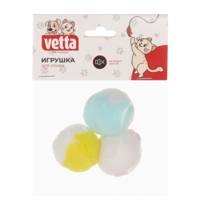 Игрушка для кошек тм VETTA, помпон, 3шт по 4см