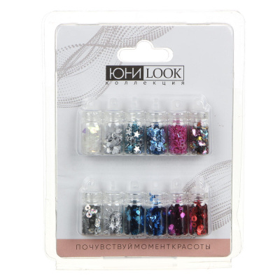 ЮНИLOOK Декор для дизайна ногтей в баночках "Фигурки", 12шт, микс дизайнов