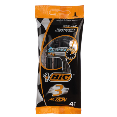 Станки для бритья мужские с тройным лезвием BIC Экшен, 4 шт