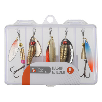 Набор блесен тм AZOR FISHING, 5шт., в пластиковой коробке, 3-7 грамм