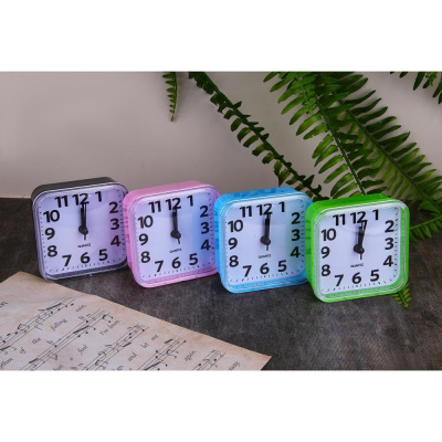 LADECOR CHRONO Будильник, 8,5х8,5х3,5см, 1xAA, пластик, 4 цвета