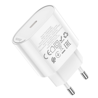 Сетевое зарядное устройство hoco. модель C109A, USB-С PD 20W, цвет: белый