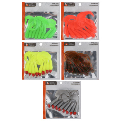 Приманка мягкая "Shad" тм AZOR FISHING, силикон, 9см, 8шт. в уп, 5 цветов