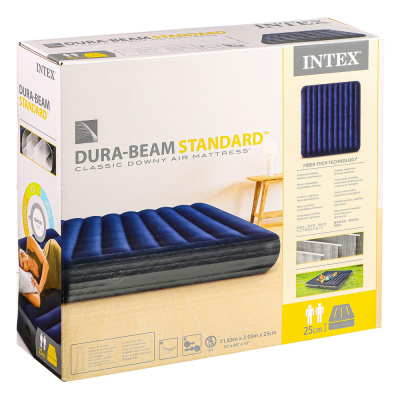 INTEX Матрас надувной CLASSIC DOWNY, 203x183x25см, до 272кг, 64755