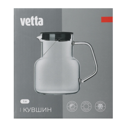 VETTA Кувшин 1000 мл, стекло, пластик, металл